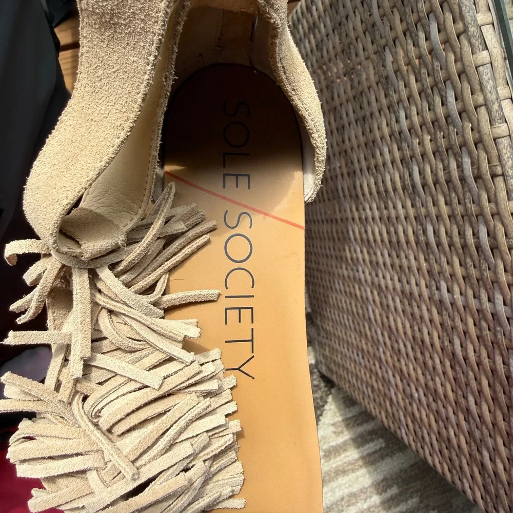 Michael‎ Kors Wedge Sandals Women 7 Tan Excellent Strappy Cork Logo Heel